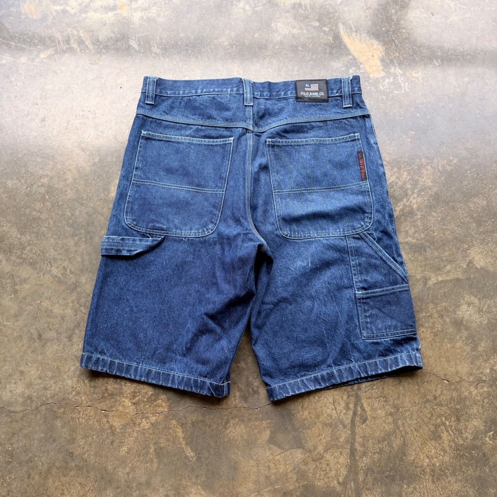 Polo Jeans Co Ralph Lauren Mens Carpenter Shorts Blue Denim 38 Hammer Loop RL